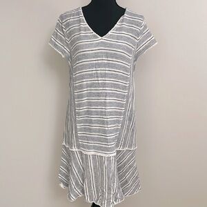 Linen blue white dress Caslon Nordstrom sz M medium